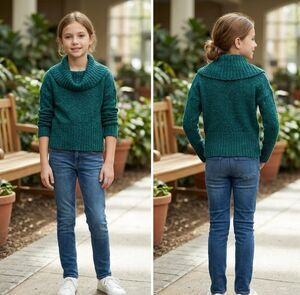 Mudd big kid girls M cozycore academia chic cowl neck longsleeve sweater green